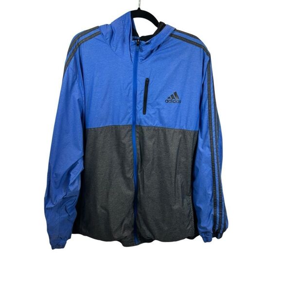 Mens Adidas’s Two Tone Woven Hooded Triple Stripe Jacket Size 2XL - Picture 2 of 9